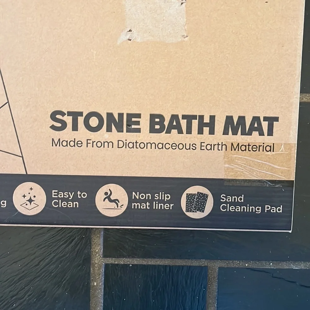 Brand New Stone Bath Mat Diatomaceous Earth Modern Sustainable Non-Slip Gray